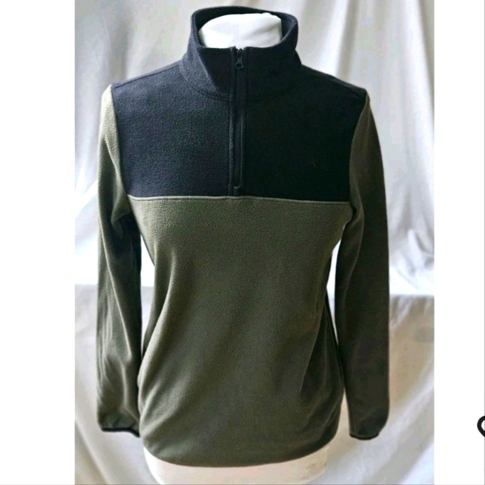 The North Face Fleece 1/4 Zip Pullover Black Olive Green Long Sleeve Wmn's Small